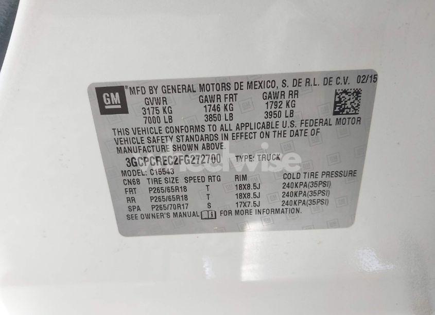 Photo 9 of 2015 Chevrolet Silverado 1500 1LT (VIN 3GCPCREC2FG272700)