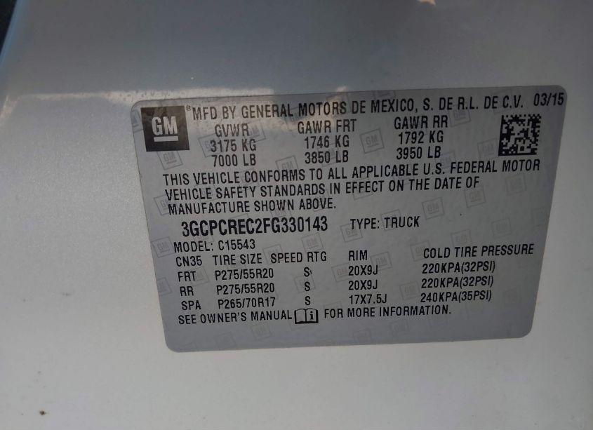 Photo 9 of 2015 Chevrolet Silverado 1500 1LT (VIN 3GCPCREC2FG330143)