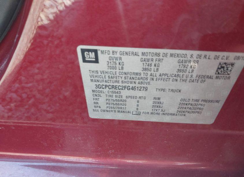 Photo 9 of 2015 Chevrolet Silverado 1500 1LT (VIN 3GCPCREC2FG461279)