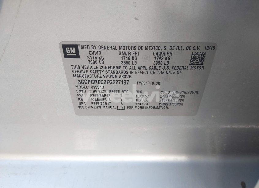 Photo 9 of 2015 Chevrolet Silverado 1500 1LT (VIN 3GCPCREC2FG527197)