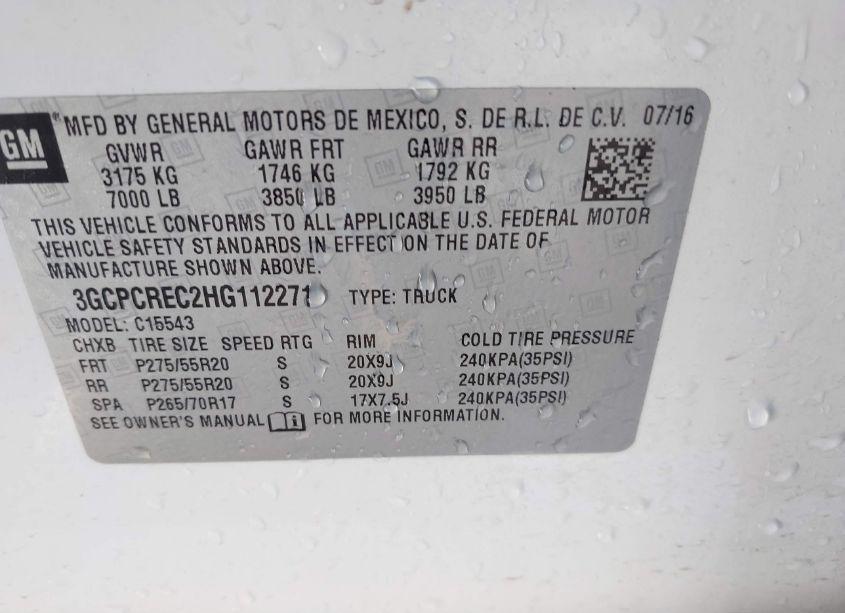 Photo 9 of 2017 Chevrolet Silverado 1500 1LT (VIN 3GCPCREC2HG112271)