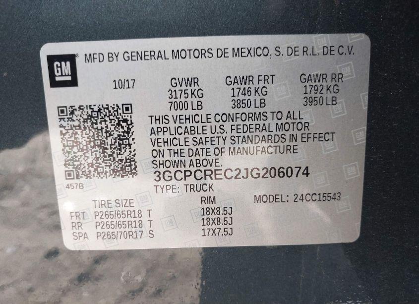 Photo 9 of 2018 Chevrolet Silverado 1500 1LT (VIN 3GCPCREC2JG206074)