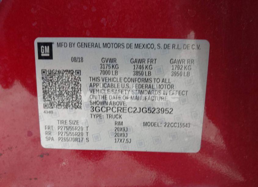 Photo 9 of 2018 Chevrolet Silverado 1500 1LT (VIN 3GCPCREC2JG523952)