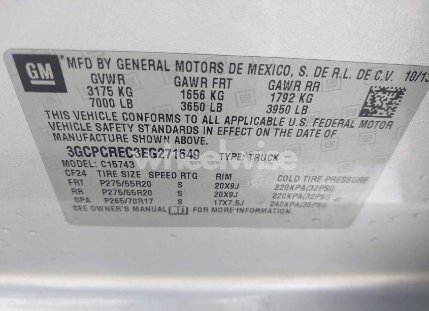 Photo 9 of 2014 Chevrolet Silverado 1500 1LT (VIN 3GCPCREC3EG271649)