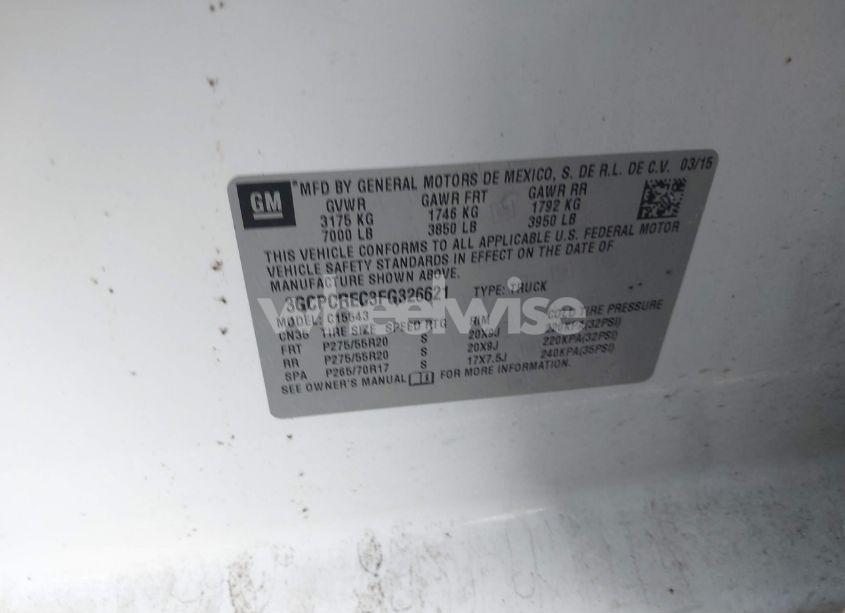 Photo 9 of 2015 Chevrolet Silverado 1500 1LT (VIN 3GCPCREC3FG326621)