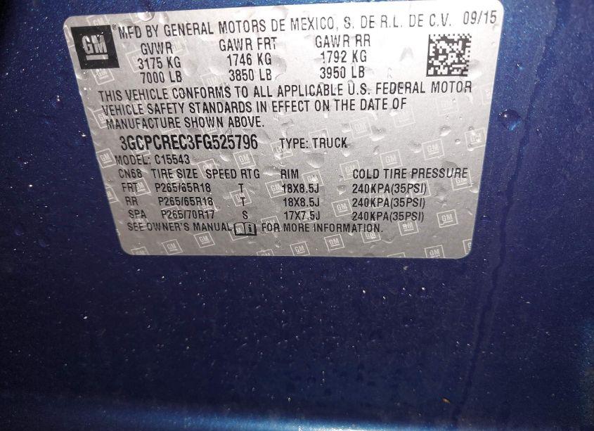 Photo 9 of 2015 Chevrolet Silverado 1500 2LT (VIN 3GCPCREC3FG525796)