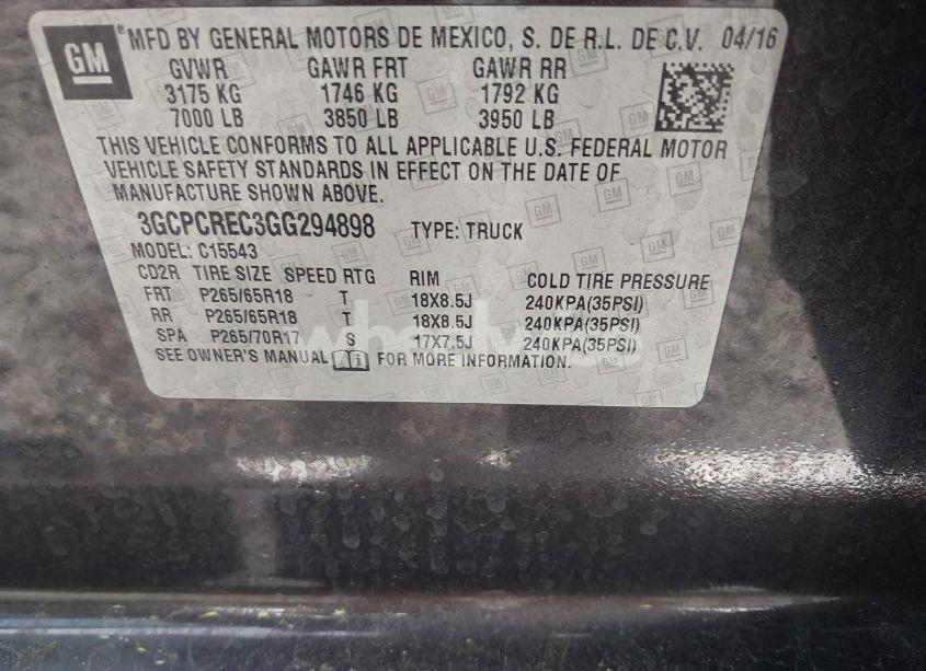 Photo 9 of 2016 Chevrolet Silverado 1500 1LT (VIN 3GCPCREC3GG294898)