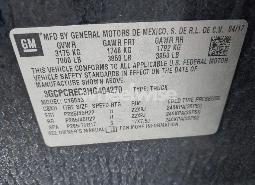 Photo 9 of 2017 Chevrolet Silverado 1500 1LT (VIN 3GCPCREC3HG404270)