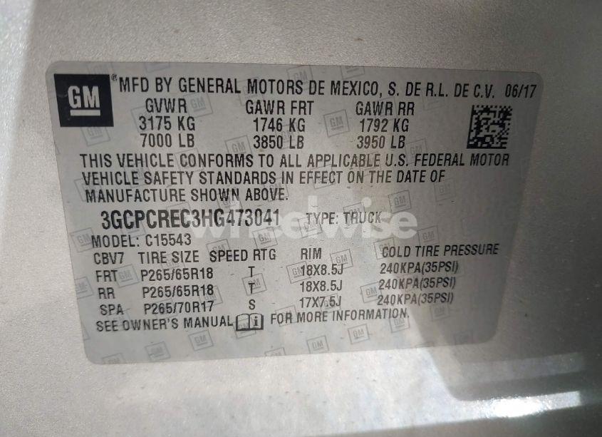 Photo 9 of 2017 Chevrolet Silverado 1500 1LT (VIN 3GCPCREC3HG473041)