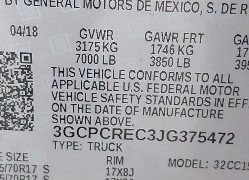 Photo 9 of 2018 Chevrolet Silverado 1500 1LT (VIN 3GCPCREC3JG375472)