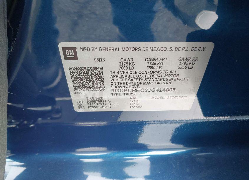 Photo 9 of 2018 Chevrolet Silverado 1500 1LT (VIN 3GCPCREC3JG414805)