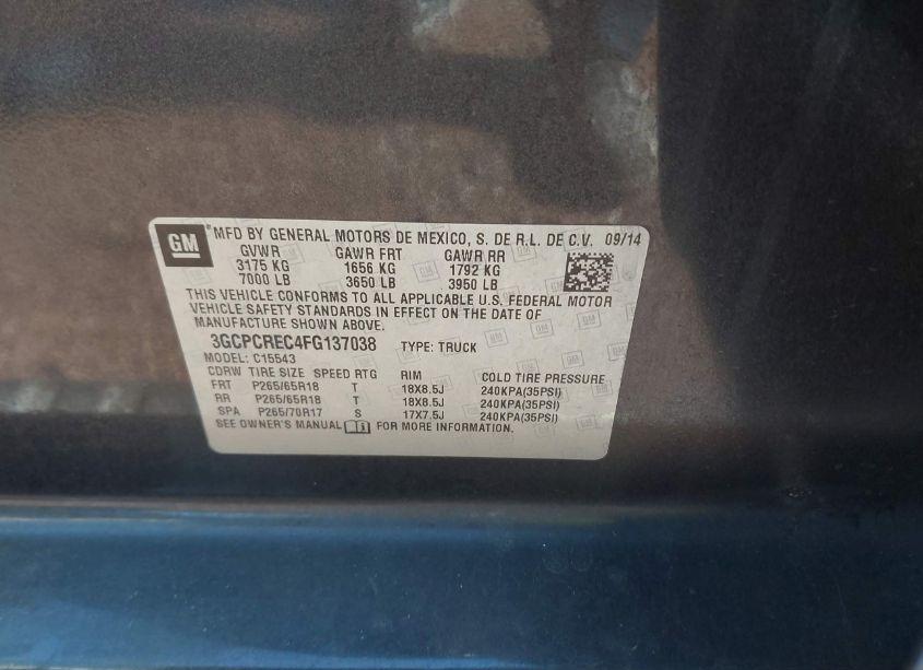 Photo 9 of 2015 Chevrolet Silverado 1500 1LT (VIN 3GCPCREC4FG137038)