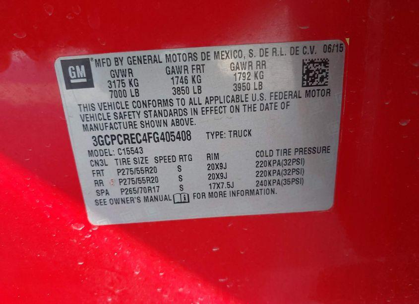 Photo 9 of 2015 Chevrolet Silverado 1500 1LT (VIN 3GCPCREC4FG405408)