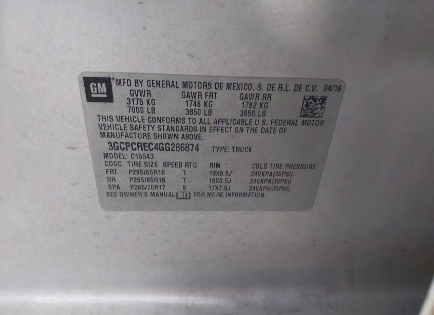 Photo 9 of 2016 Chevrolet Silverado 1500 1LT (VIN 3GCPCREC4GG286874)