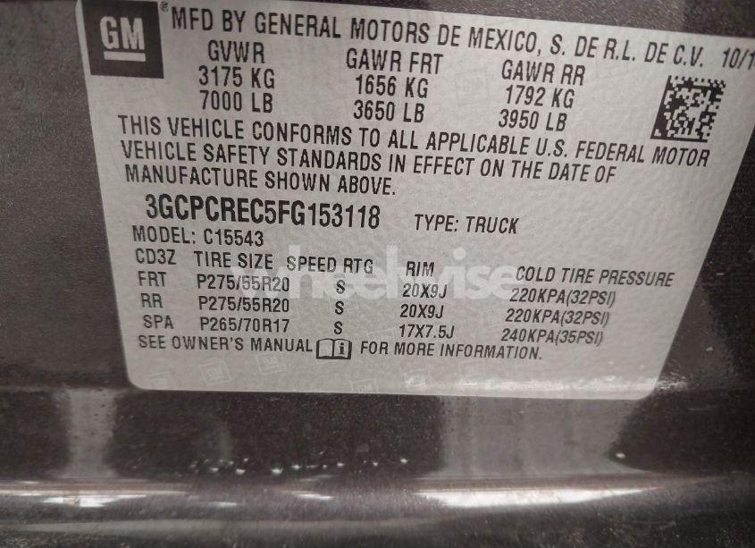 Photo 9 of 2015 Chevrolet Silverado 1500 1LT (VIN 3GCPCREC5FG153118)