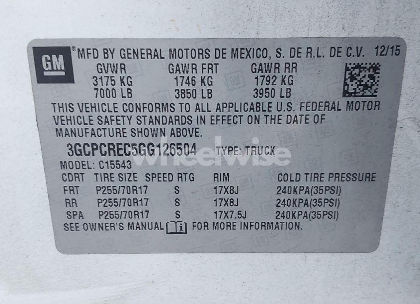 Photo 9 of 2016 Chevrolet Silverado 1500 1LT (VIN 3GCPCREC5GG126504)