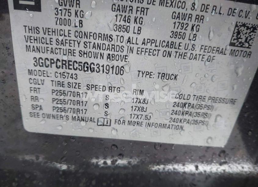 Photo 9 of 2016 Chevrolet Silverado 1500 1LT (VIN 3GCPCREC5GG319106)