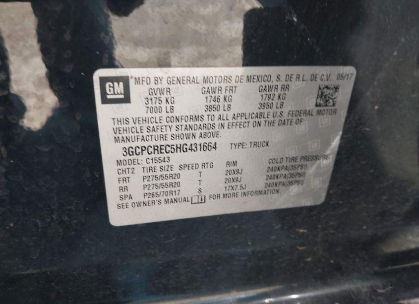 Photo 9 of 2017 Chevrolet Silverado 1500 1LT (VIN 3GCPCREC5HG431664)