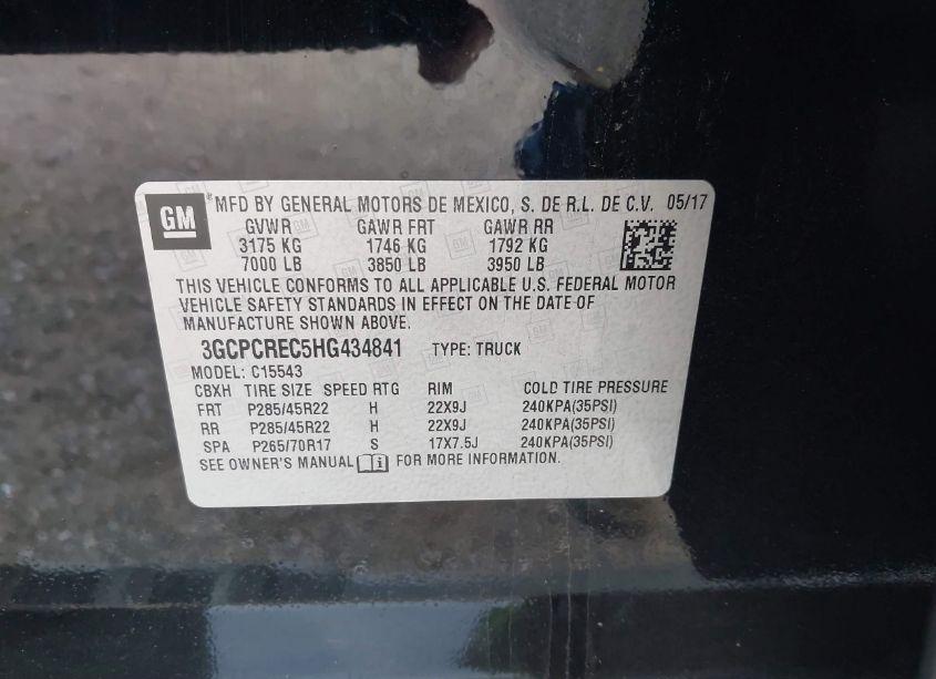 Photo 9 of 2017 Chevrolet Silverado 1500 1LT (VIN 3GCPCREC5HG434841)