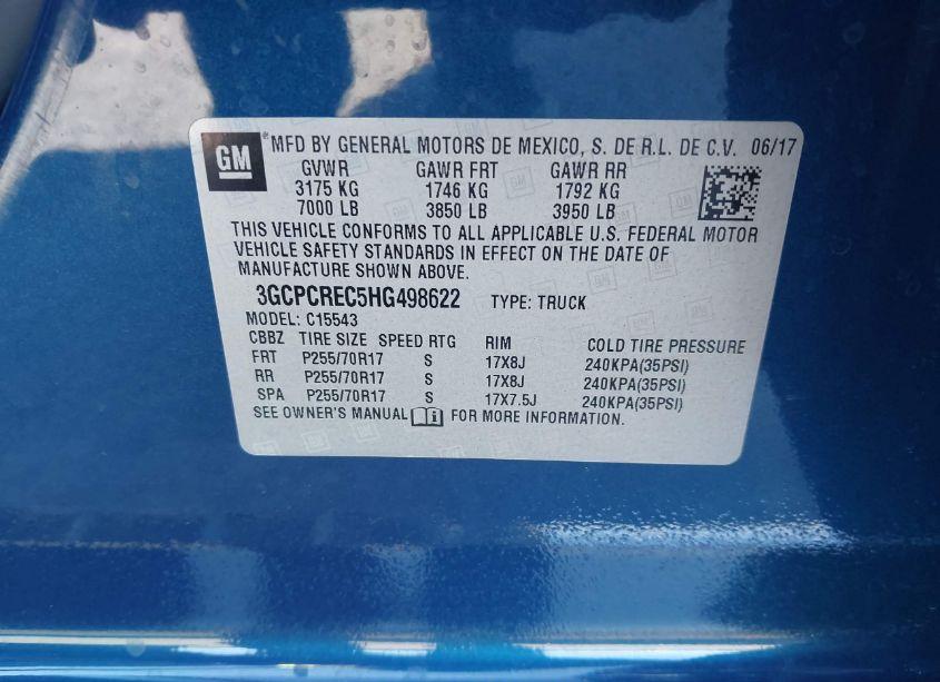 Photo 9 of 2017 Chevrolet Silverado 1500 1LT (VIN 3GCPCREC5HG498622)