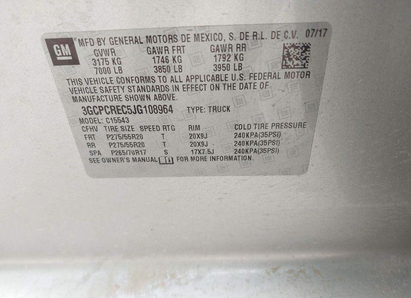 Photo 9 of 2018 Chevrolet Silverado 1500 1LT (VIN 3GCPCREC5JG108964)