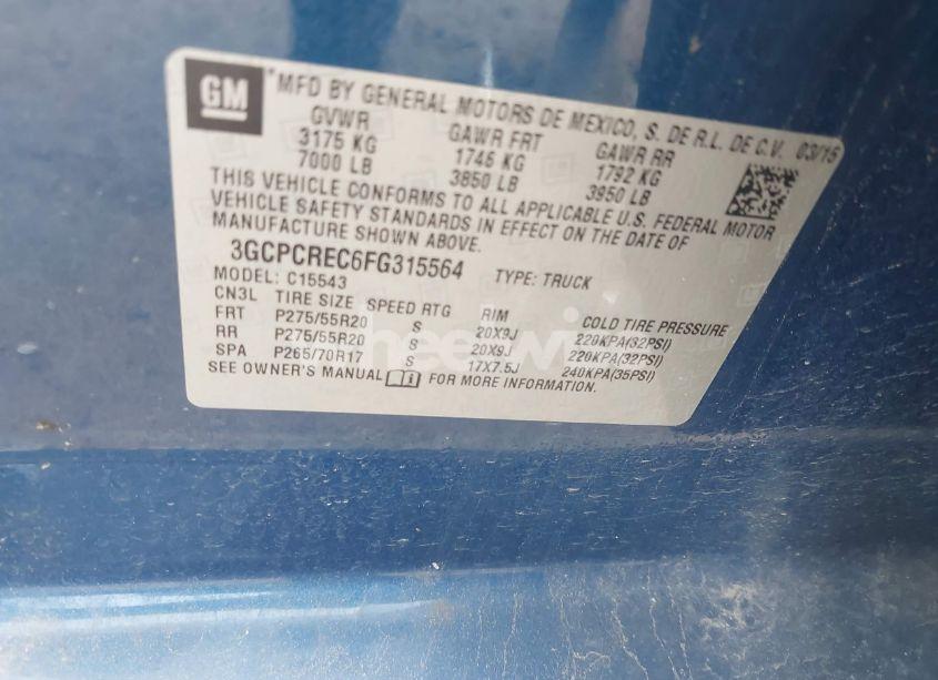 Photo 9 of 2015 Chevrolet Silverado 1500 1LT (VIN 3GCPCREC6FG315564)
