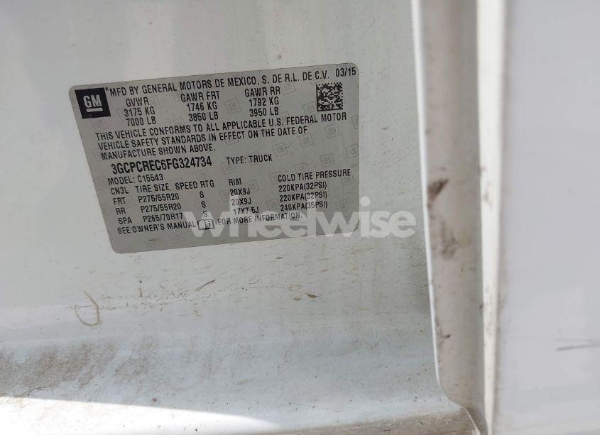 Photo 9 of 2015 Chevrolet Silverado 1500 1LT (VIN 3GCPCREC6FG324734)