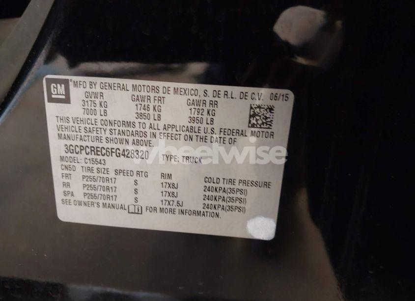 Photo 9 of 2015 Chevrolet Silverado 1500 1LT (VIN 3GCPCREC6FG428320)