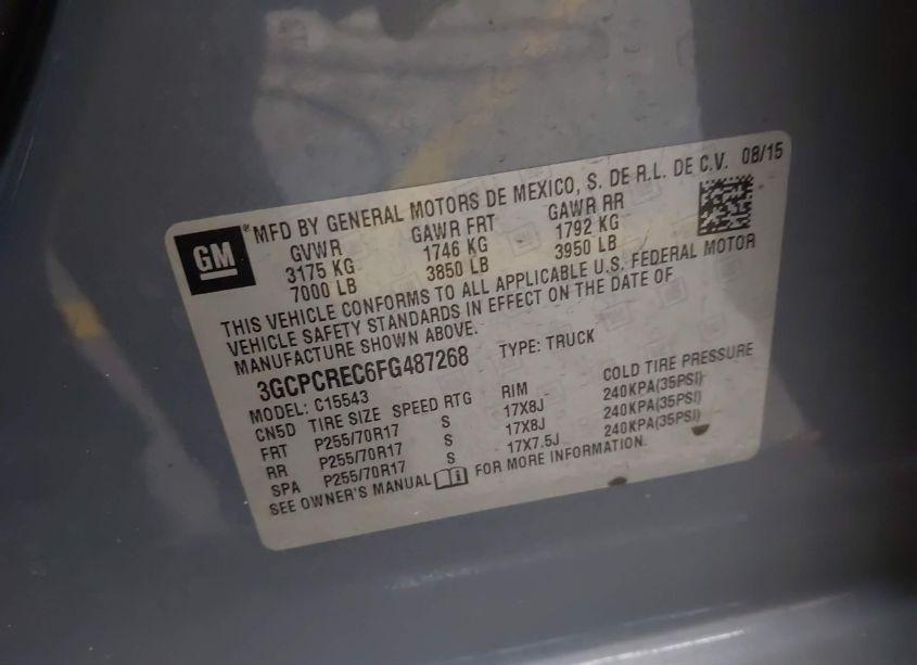 Photo 9 of 2015 Chevrolet Silverado 1500 LT (VIN 3GCPCREC6FG487268)