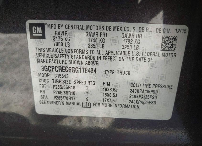 Photo 9 of 2016 Chevrolet Silverado 1500 1LT (VIN 3GCPCREC6GG178434)