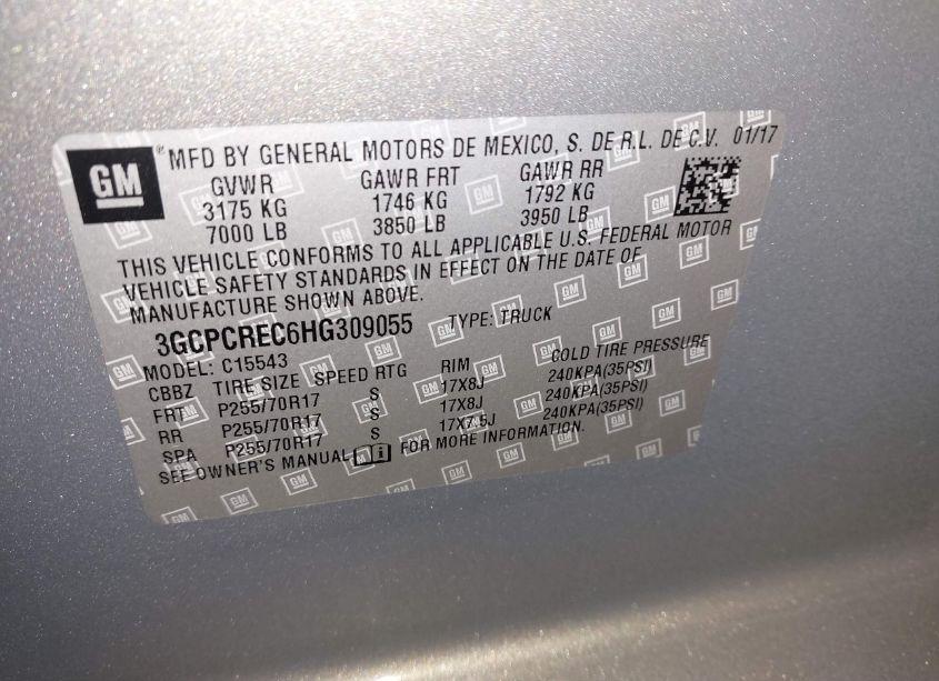 Photo 9 of 2017 Chevrolet Silverado 1500 1LT (VIN 3GCPCREC6HG309055)