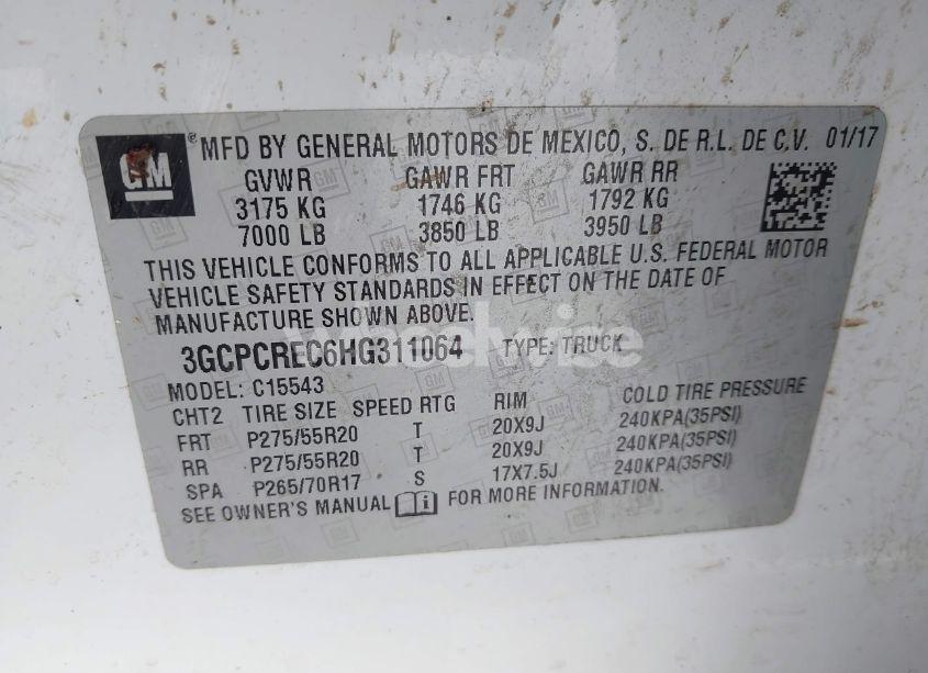 Photo 9 of 2017 Chevrolet Silverado 1500 1LT (VIN 3GCPCREC6HG311064)