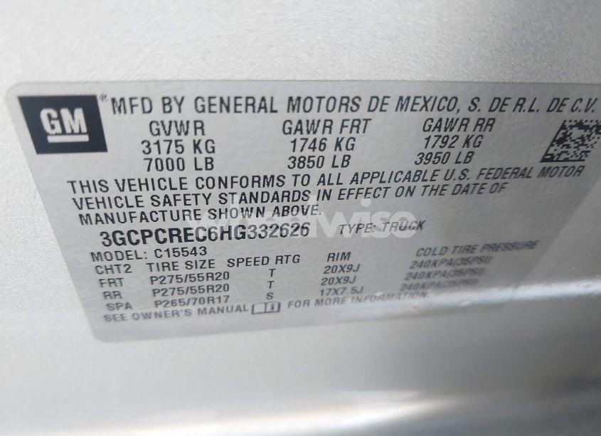 Photo 9 of 2017 Chevrolet Silverado 1500 1LT (VIN 3GCPCREC6HG332626)