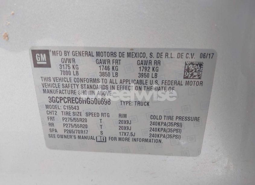 Photo 9 of 2017 Chevrolet Silverado 1500 1LT (VIN 3GCPCREC6HG500698)