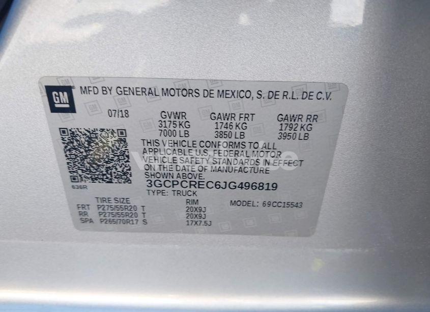 Photo 9 of 2018 Chevrolet Silverado 1500 1LT (VIN 3GCPCREC6JG496819)