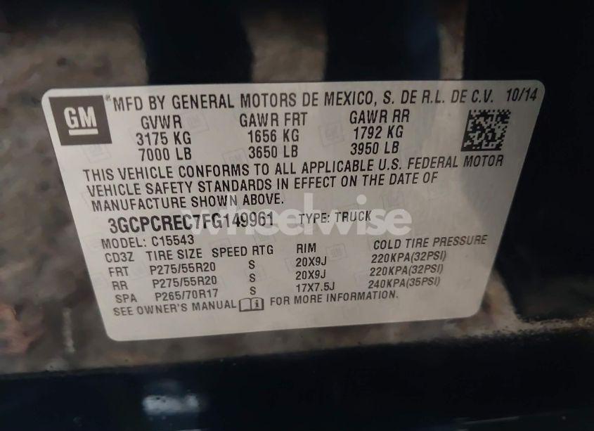 Photo 9 of 2015 Chevrolet Silverado 1500 1LT (VIN 3GCPCREC7FG149961)