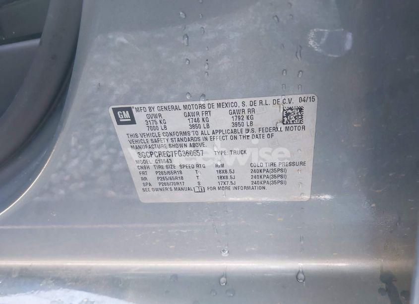 Photo 9 of 2015 Chevrolet Silverado 1500 1LT (VIN 3GCPCREC7FG360657)