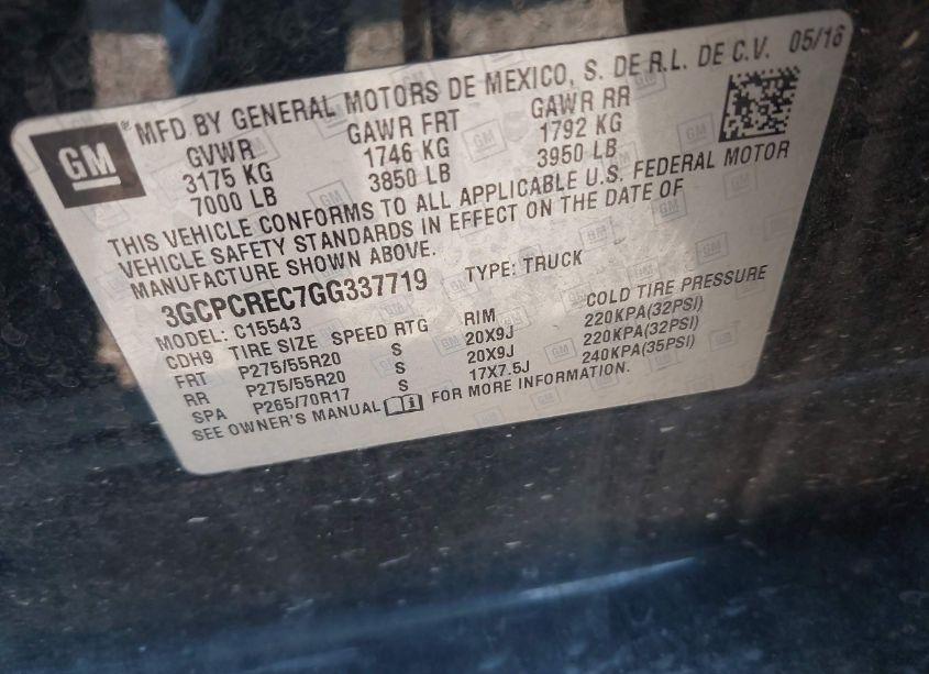 Photo 9 of 2016 Chevrolet Silverado 1500 1LT (VIN 3GCPCREC7GG337719)