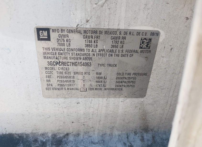 Photo 9 of 2017 Chevrolet Silverado 1500 1LT (VIN 3GCPCREC7HG154063)