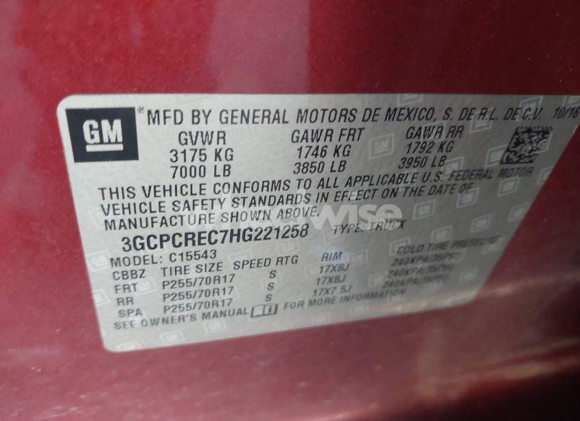 Photo 9 of 2017 Chevrolet Silverado 1500 1LT (VIN 3GCPCREC7HG221258)