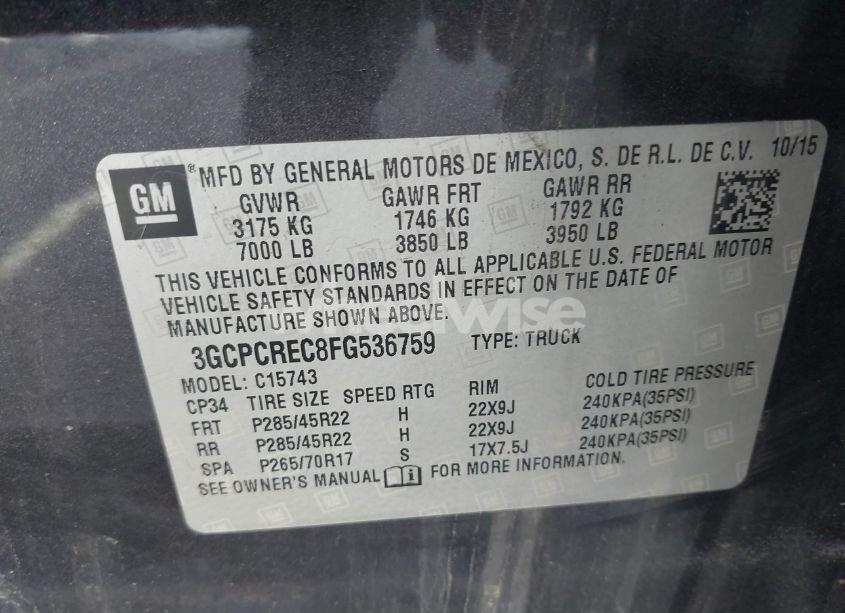 Photo 9 of 2015 Chevrolet Silverado 1500 1LT (VIN 3GCPCREC8FG536759)