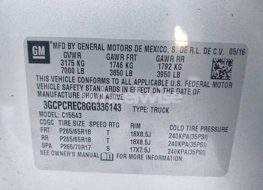 Photo 9 of 2016 Chevrolet Silverado 1500 1LT (VIN 3GCPCREC8GG336143)