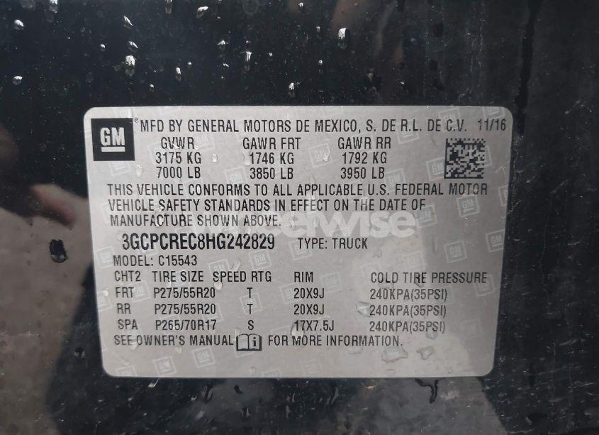 Photo 9 of 2017 Chevrolet Silverado 1500 1LT (VIN 3GCPCREC8HG242829)