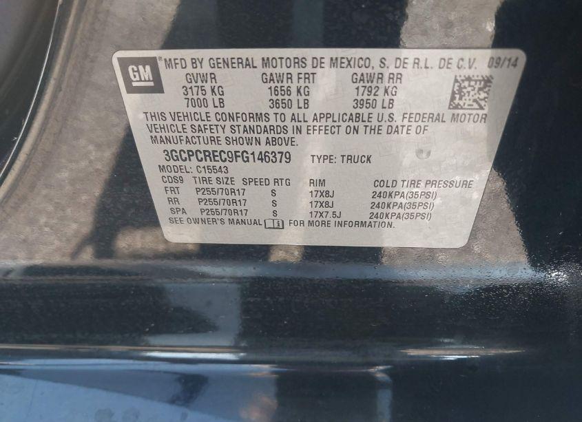 Photo 9 of 2015 Chevrolet Silverado 1500 1LT (VIN 3GCPCREC9FG146379)