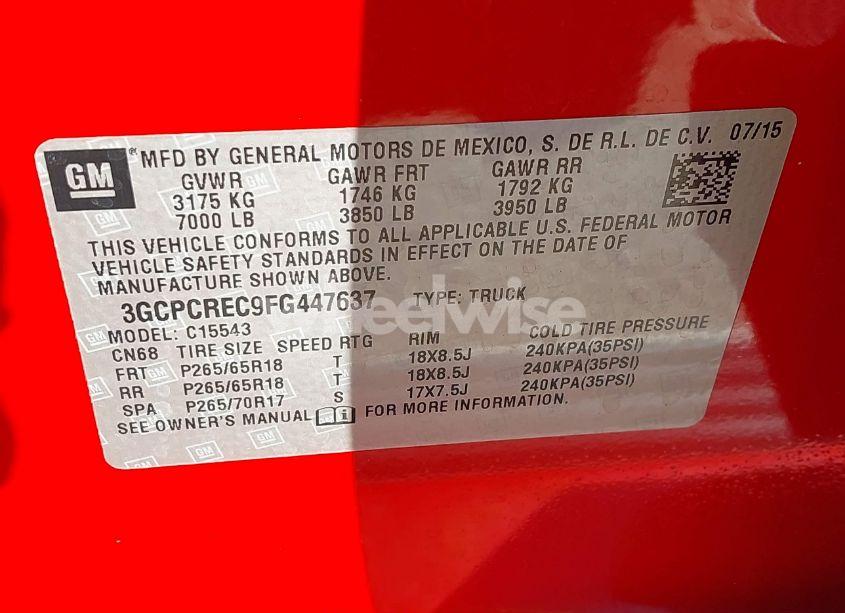 Photo 9 of 2015 Chevrolet Silverado 1500 1LT (VIN 3GCPCREC9FG447637)