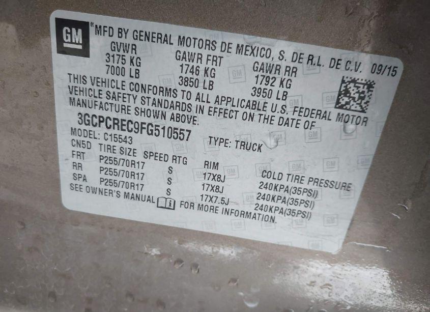 Photo 9 of 2015 Chevrolet Silverado 1500 1LT (VIN 3GCPCREC9FG510557)