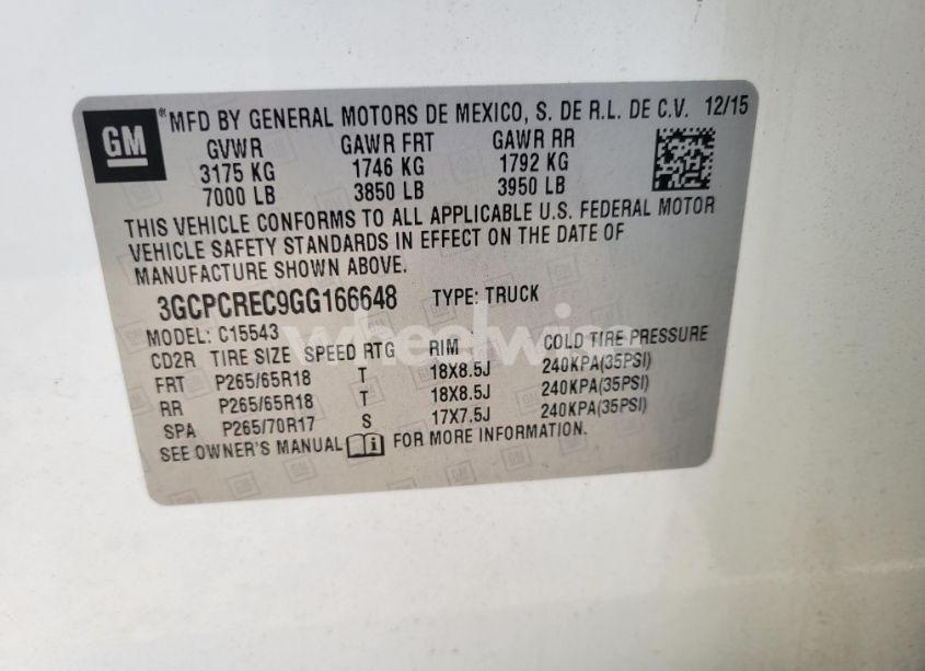 Photo 9 of 2016 Chevrolet Silverado (VIN 3GCPCREC9GG166648)