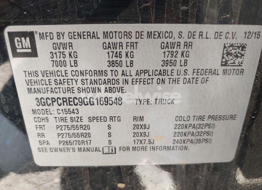 Photo 9 of 2016 Chevrolet Silverado 1500 1LT (VIN 3GCPCREC9GG169548)