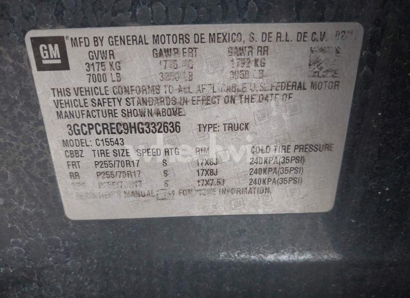 Photo 9 of 2017 Chevrolet Silverado 1500 1LT (VIN 3GCPCREC9HG332636)