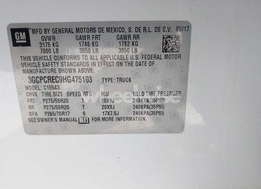 Photo 9 of 2017 Chevrolet Silverado 1500 1LT (VIN 3GCPCREC9HG475103)